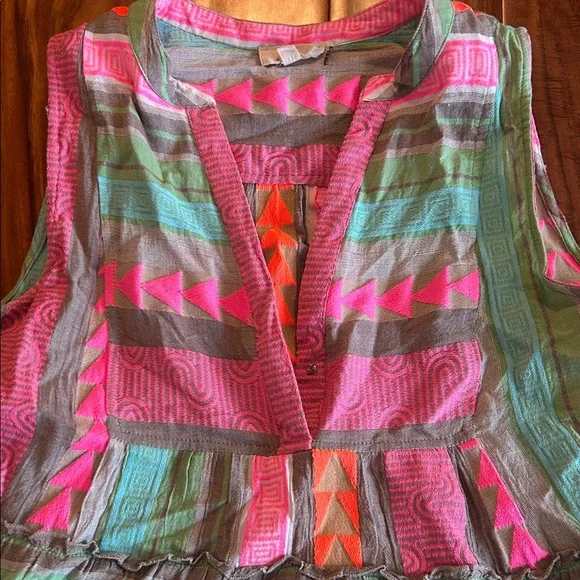 Elan Pink and Blue Striped Mini Dress - Picture 5 of 6
